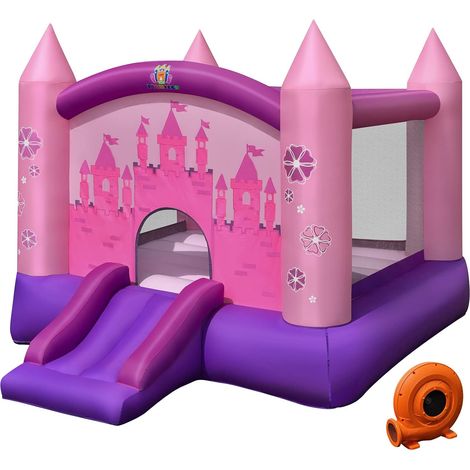 Casa Gonfiabile, Casa Gonfiabile 2 in 1 per Saltare con Scivolo e Compressore, Casa per Bambini con Borsa di Trasporto per Interno ed Esterno (1/5)