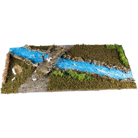 BASE IN LEGNO PER PRESEPE CON FIUME 76X40X7,5CM (1/2)