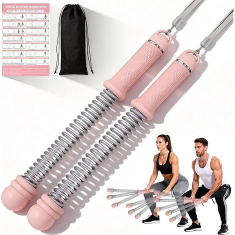 Battle Rope - Cordless Resistance Training Sticks - Adjustable Weight Steel Handles for HIIT Cardio Home Gym Workout - Pair (1/3)