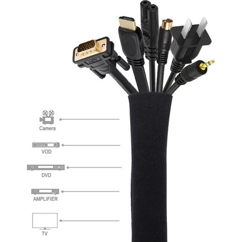 Manchon de gestion anti-cernes de câbles, organisateur de fils pour TV, ordinateur, réfrigérateur, housse de cordon en néoprène, protection, fermeture éclair, 50cm (1/5)