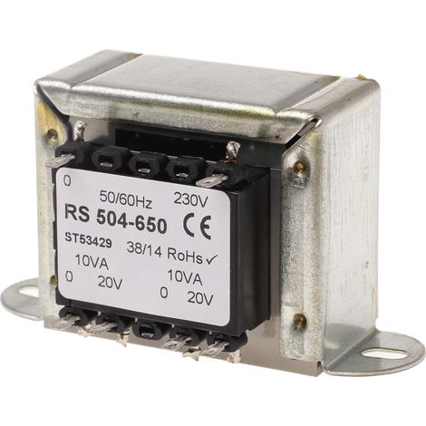 Rs Pro – Transformateur à montage sur châssis 230V c.a. – Sortie 20V c.a. avec 2 sorties – Puissance 20VA – Applications flexibles