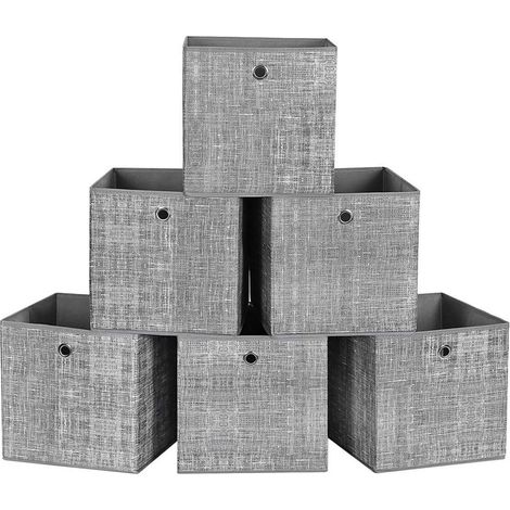 Set di 6 cestini portaoggetti in tessuto non tessuto per giocattoli grigio melange 120003245