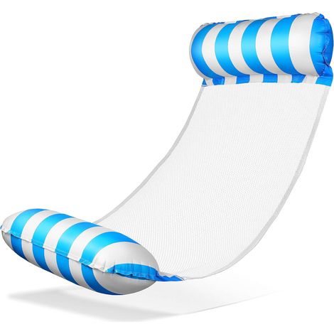 Multifunktionale 4-in-1-Schwimm-Poolhängematte mit Netzrahmen und aufblasbarem Stuhl, geeignet für Erwachsene und Kinder, hellblau. (1/5)