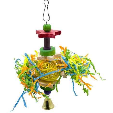 jouet Pour Perruche, Jouet Aux Couleurs Vives En Rotin, Bois Et Papier Dchiquet, Sans Danger Pour Perroquets De Petite Et Moyenne Taille, Cockati (1/4)