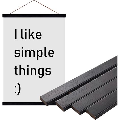 Cadre de suspension magnétique pour affiches, 21 cm de large, en bois clair, en bois de pin, noir (1/5)