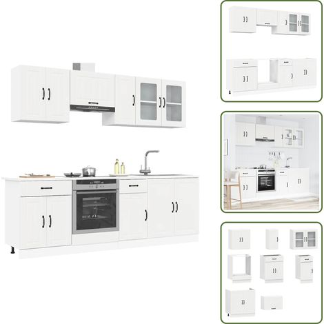 Ensemble d'armoires cuisine 8pcs Kalmar blanc bois d'ingénierie - Ensemble D'armoires De Cuisine - Ensemble D'armoires De Cuisine - Ensemble D'armoires - Armoire De Cuisine (1/5)