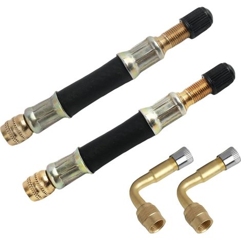 4 Pièces Rallonge Valve, Adaptateur 90°, Laiton, Caoutchouc, 100 mm, Véhicule (1/5)
