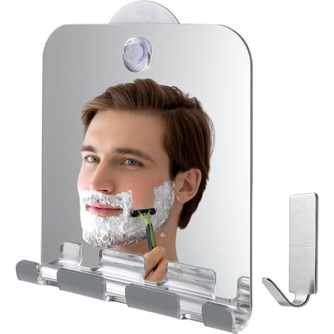 1 pièce Miroir Douche antibuée Miroir Ventouse pour Rasage Salle de Bain 14x13 cm (1/5)