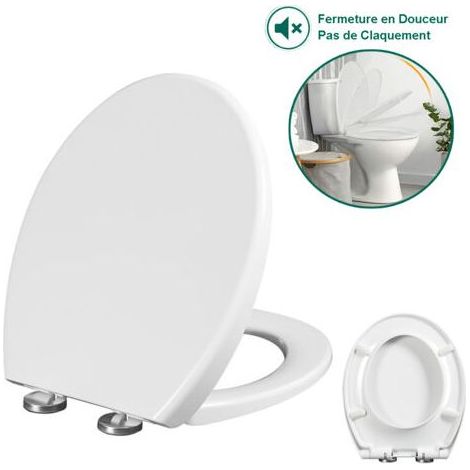 WC-Sitz mit Absenkautomatik, WC-Sitz für Badezimmer, 42 x 36 cm, Weiß (1/5)