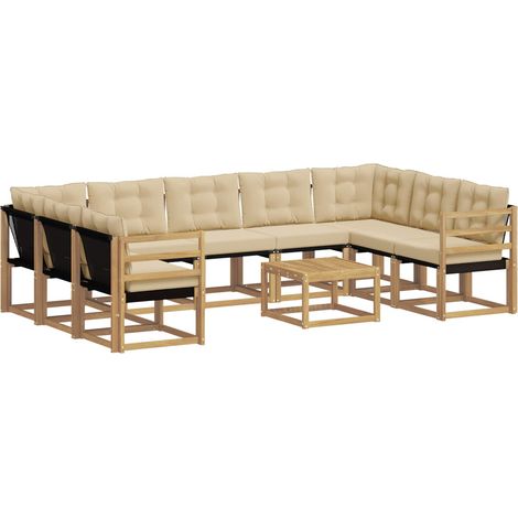 Set di divani da esterno 10 pz Bianco e Beige vidaXL (1/5)