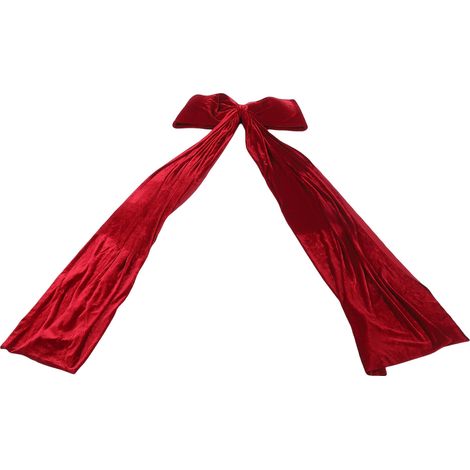 Nœud décoratif de sapin de Noël rouge de 1,80 m (5,9 pi) en velours, idéal pour les fêtes, les guirlandes, les portes d'entrée, les porches et les mariages. (1/5)
