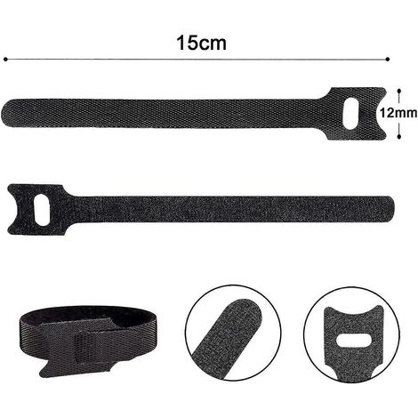 Attaches de câbles Starlight, lot de 100, attaches de câbles réutilisables, système de rangement de câbles, pour regrouper les câbles, gaines de protection, câbles PC, fils électriques, etc. (b (1/2)