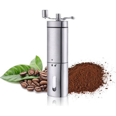 Moulin à café manuel portable avec mouture réglable pour expresso, cafetière à piston et café filtre, idéal pour la maison, le bureau et les voyages.-AquaForge (1/5)