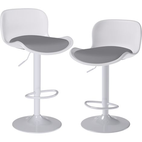 Modern Bar Stools,Barstool with backrest,（White/Grey,Set of 2) (1/5)