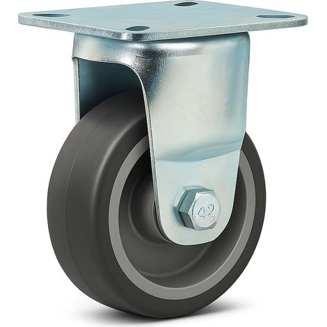 Wiltec Bockrolle Ø75mm mit Kunststoffrad und Anbauplatte bis 75kg Transportrolle leiser Lauf Dämpfung Apparaterolle Möbelrolle