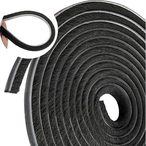 Joint à brosse autocollant de 10 m - Coupe-vent - Étanche à la poussière - Pour portes coulissantes, fenêtres, garde-robes (1/5)