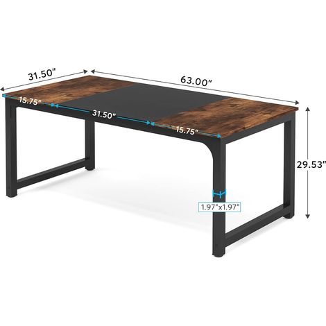Tribesigns – Bureau droit 160 x 80 x 75 cm – Bois E1 marron vintage – Surface lisse pour nettoyage facile – Assemblage rapide avec instructions