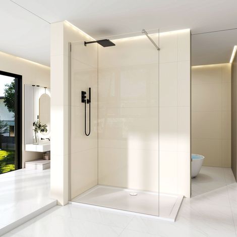 Stech Homes 800x1900mm Walk In Shower Enclosure Screen Wet Room 8mm NANO Glass Panel Cubicle (1/5)