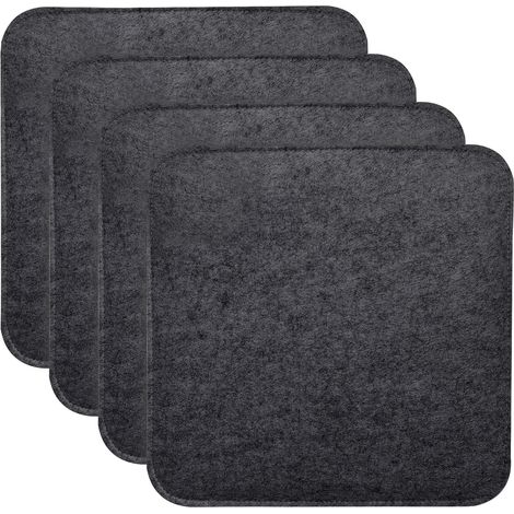 YORKING 4er Set Stuhlkissen, Quadratisch Filz Sitzkissen 35 x 35 cm Sitzauflagen für Bank, Sitzkissen mit rutschfesten Einlagen für alle Arten von Stühlen, für drinnen und draußen (Schwarz) (1/5)