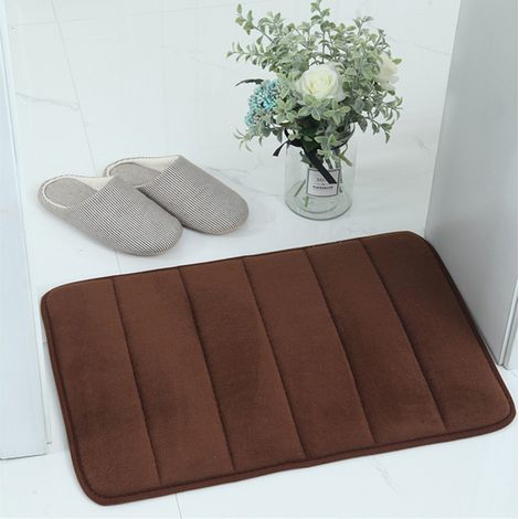 Tapis d'entrée rayé en polaire douce, tapis de porte de salle de bain 40 x 60 cm (1/5)