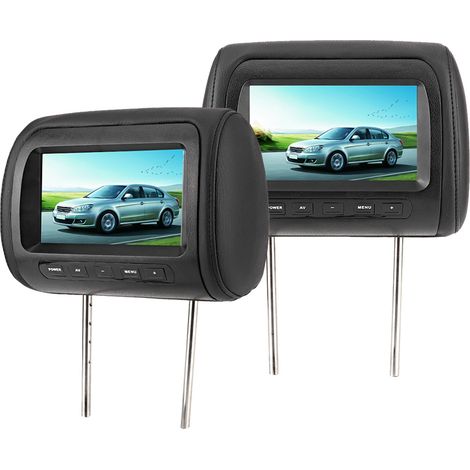 2 pièces moniteurs LCD vidéo MP5 7 pouces pour appuie-tête voiture réglables télécommande sans fil noirs ABS (1/5)