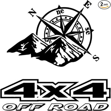 2 pièces Autocollants de Boussole de Montagne pour Capot de Voiture, 4X4 OFF ROAD 4 roues motrices JEEP PickUp vinyle autocollants, carrosserie, portière latérale, Autocollants de Voiture décalcomanie (1/5)