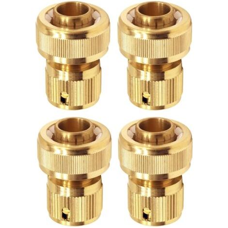 Lot de 4 raccords de Tuyau en Laiton 19 mm (3/4") : Adaptateur pour robinets raccords de Tuyau, pour raccorder des Outils de Jardin, tuyaux raccords de Tuyau (1/4)