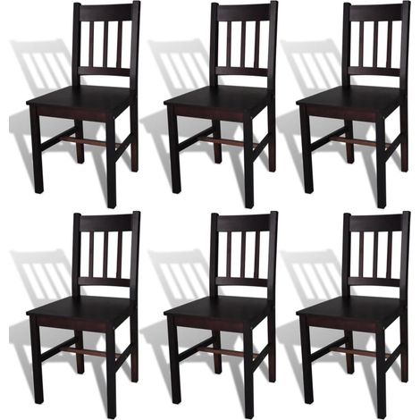 Lot de 6 Chaises de salle à manger - Chaises à dîner Marron foncé Pinède BV733892 - BonneVie (1/5)