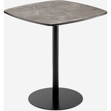 Tavolo da pranzo 70x70cm per cucina ristorante effetto marmo nero Mikee+ (1/5)