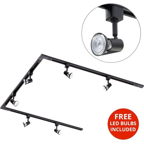 Litecraft 3 Metre U Shape Track Light With 6 Harlem Fixture & LED Bulbs - Black (1/3)