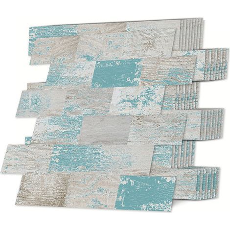 Lote de 10 pegatinas de pared estilo granja para cocinas y baños, turquesa (34,3 x 29,5 cm) (1/5)