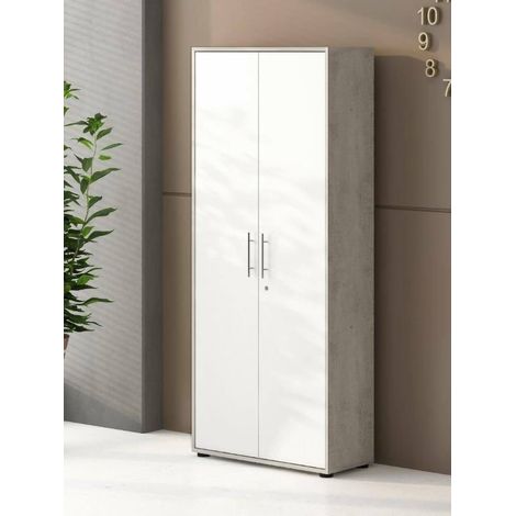 Armoire Multi-usage 2 Portes Aveto, 4 Étagères, Ouverture Battante, 2 Portes, 79x34h cm Blanc (1/5)