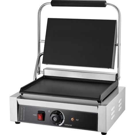 Gril Panini Électrique Professionnel 2200W en Acier Inoxydable,Presse-Sandwichs avec Température Réglable,Plaque Enamel 34x23 cm (1/5)
