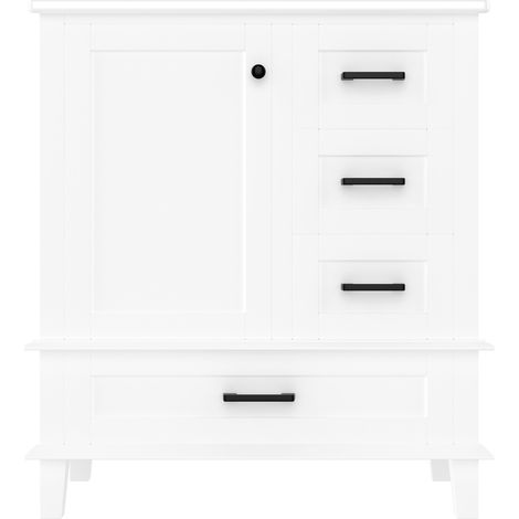 Mueble de baño blanco de suelo con lavabo cerámico integrado 76x46x83,5 cm (1/5)