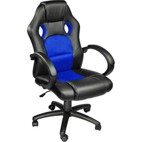 Chaise de bureau Gaming Racer en éco-cuir 4 roues pivotantes et directionnelles  Couleur: Bleu