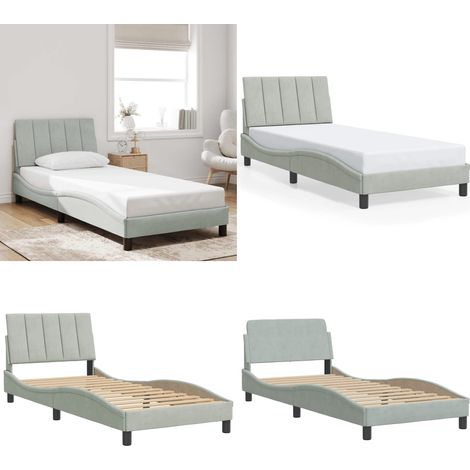 Bettgestell ohne Matratze Hellgrau 90x200 cm Samt - Bettsystem - Samtbettwäsche - Doppelbett - Boxspringbett - Lattenrost - Home & Living (1/5)