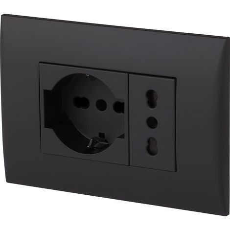 Kit Presa Bivalente Italiana Tedesca con Supporto e Placca Electraline (1/3)