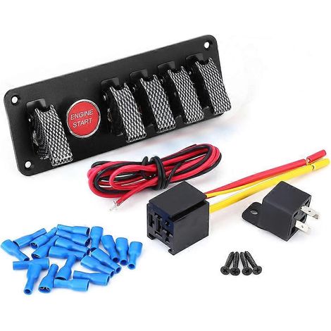 12V 6-Gruppen-Kippschalter-Zündschalterfeld mit Motorstartknopf für Rennwagen aus Kohlefaser (1/5)