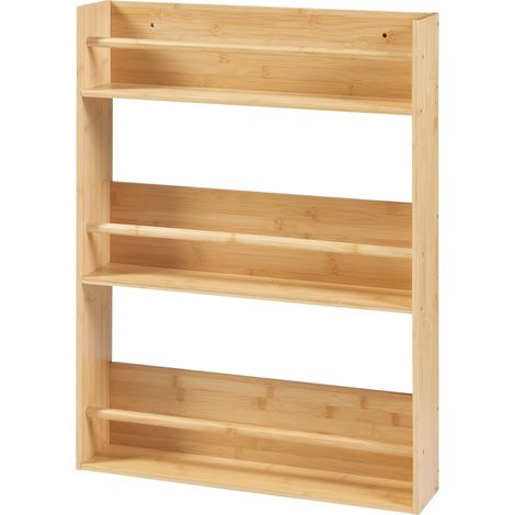Estantería de diseño atemporal para salón o dormitorio mueble de almacenaje de pared de 3 niveles bambú 80 x 60 x 12 cm natural 030011254 (1/5)