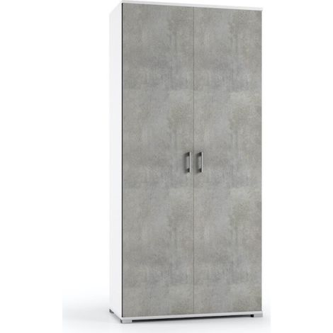 Armario multiusos blanco con dos puertas de hormigón 90x45x h195 cm