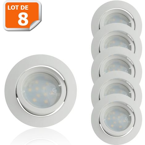 Lot de 8 Spot Led Encastrable Complete Blanc Orientable lumière Blanc Neutre eq. 50W ref.888 (1/6)