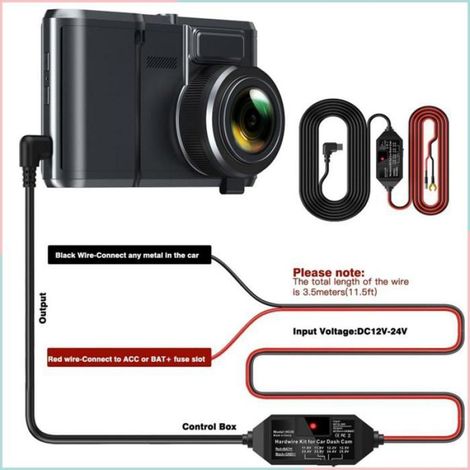 Kit De Câblage Dashcam - Alimentation Continu Acc 12 V - Stationnement 24h/7j - Protection Tension 4 Niveaux - Pour Caméra Tableau De Bord - 1 Pièce (1/5)