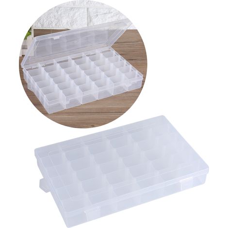 Boîte de Stockage avec 36 Compartiments Amovibles - Organisateur Transparent Modulable pour Bijoux (Earrings, Rings) - PP Durable - Dimensions 27.5x17.5x4.1cm (1/5)