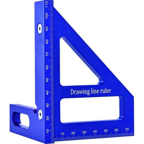 Rapporteur Carré pour le Travail du Bois, Equerre 3D Aluminium à 45/90 Degrés, Équerre Charpentier 3D, Règle de Mesure Multi-Angle 3D, Équerre 3D d'Onglet pour Ingénieur, Bricolage (Bleu) (1/5)