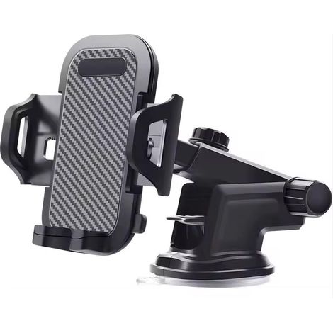 Support universel pour téléphone de voiture – Fixation par ventouse pour pare-brise, tableau de bord et grille d'aération – Support pour smartphone réglable à 360° Noir (1/5)