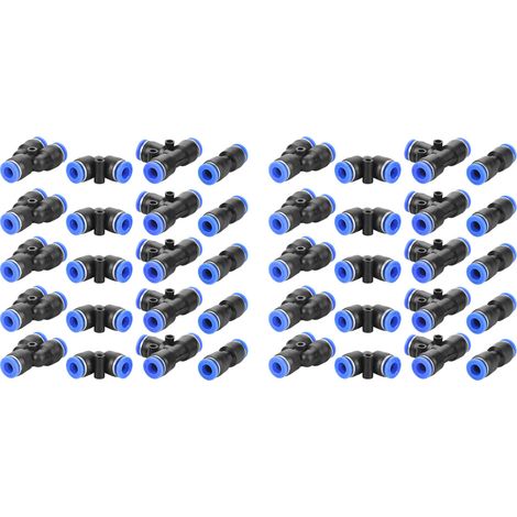 40Pcs 6mm Air Hose Pneumatic Push Connector Air Push Quick Fittings 4 Shape