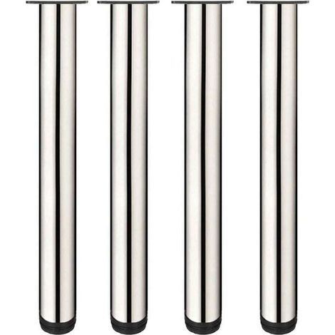 Lot de 4 pieds de meuble réglables en acier inoxydable – Hauteur 50 cm – Installation facile avec vis – Pour tables et canapés (1/4)