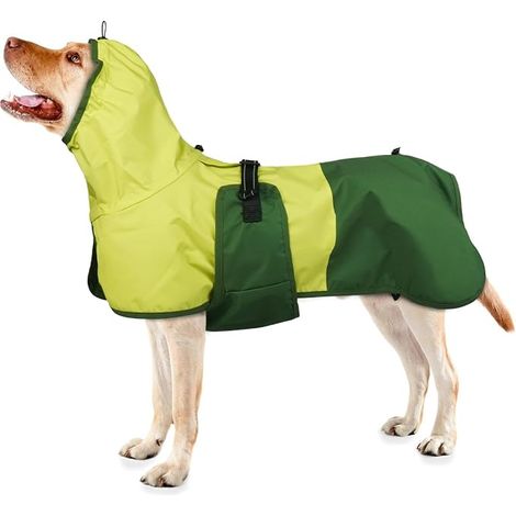 Manteaux Imperméables pour Chiens Manteau Pluie Chien avec Capuchon et Réfléchissantes Poncho de Pluie pour Chiens Vert L (1/5)