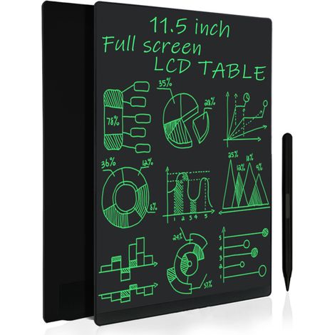 Tableta de escritura LCD monocromática de 11,5 pulgadas con 2 lápices ópticos para dibujar, escribir, tomar notas y redactar mensajes. Apta para niños, niñas y adultos. Color: Negro. (1/5)