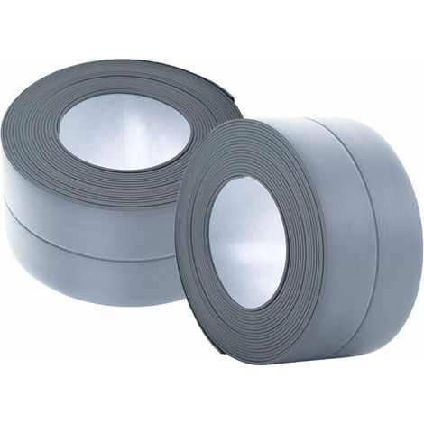(2 pièces gris)Plinthe souple - Bande d'extrémité pour cuisine et salle de bain 38 mm 3,2 m, joint auto-adhésif, bande pliante flexible (1/5)